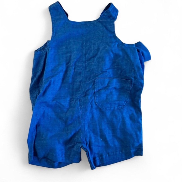 Vintage Bright Future Blue fish overalls with matching booties for baby boy - Picture 4 of 4